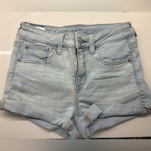 American Eagle Outfitters Light Blue Rolled Hem Denim Shorts